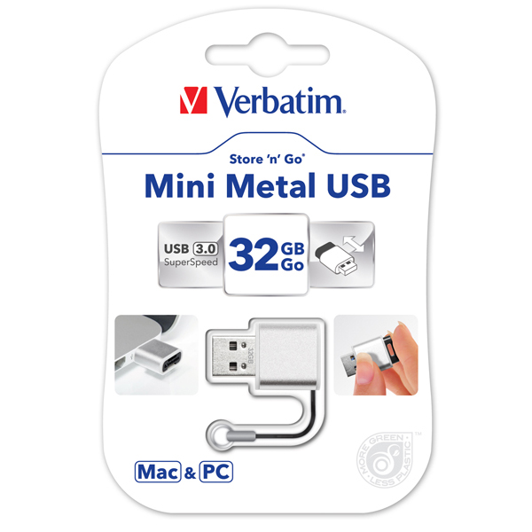 Verbatim - Usb 3.0 Store \N\Go mini - metallo - 49840 - per Mac & PC