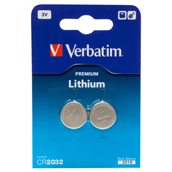 Verbatim - Blister 2 MicroPile a pastiglia CR2032 - litio - 49936 - 3V