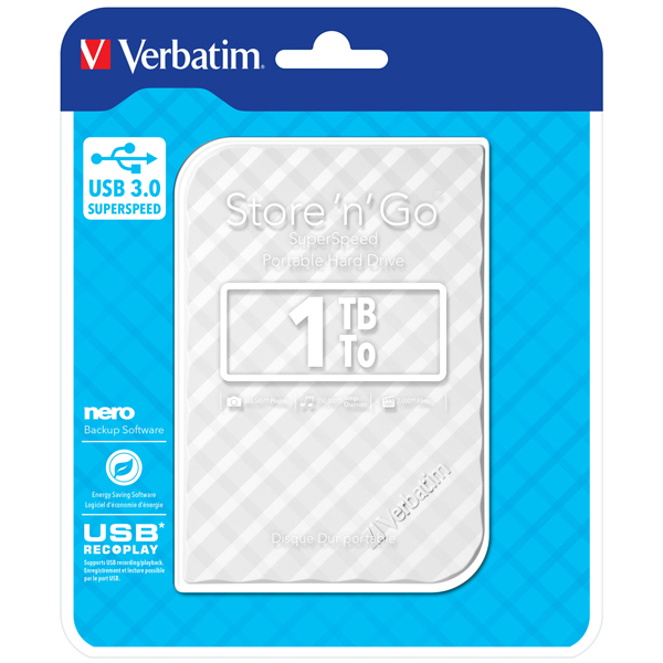 Verbatim - Usb 3.0 portatile Store \N\Go 9,5mm drive - Bianco - 53206 - 1TB